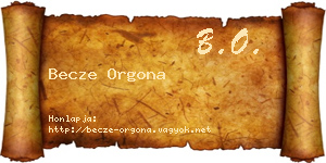Becze Orgona névjegykártya